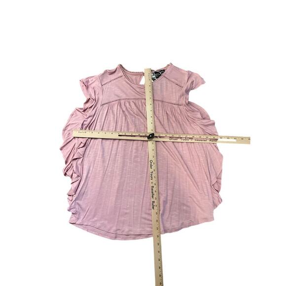 RXB Blouse Flutter Sleeve Ruffle Trim Short Sleeves Pink Womens Medium NWT - Picture 4 of 4